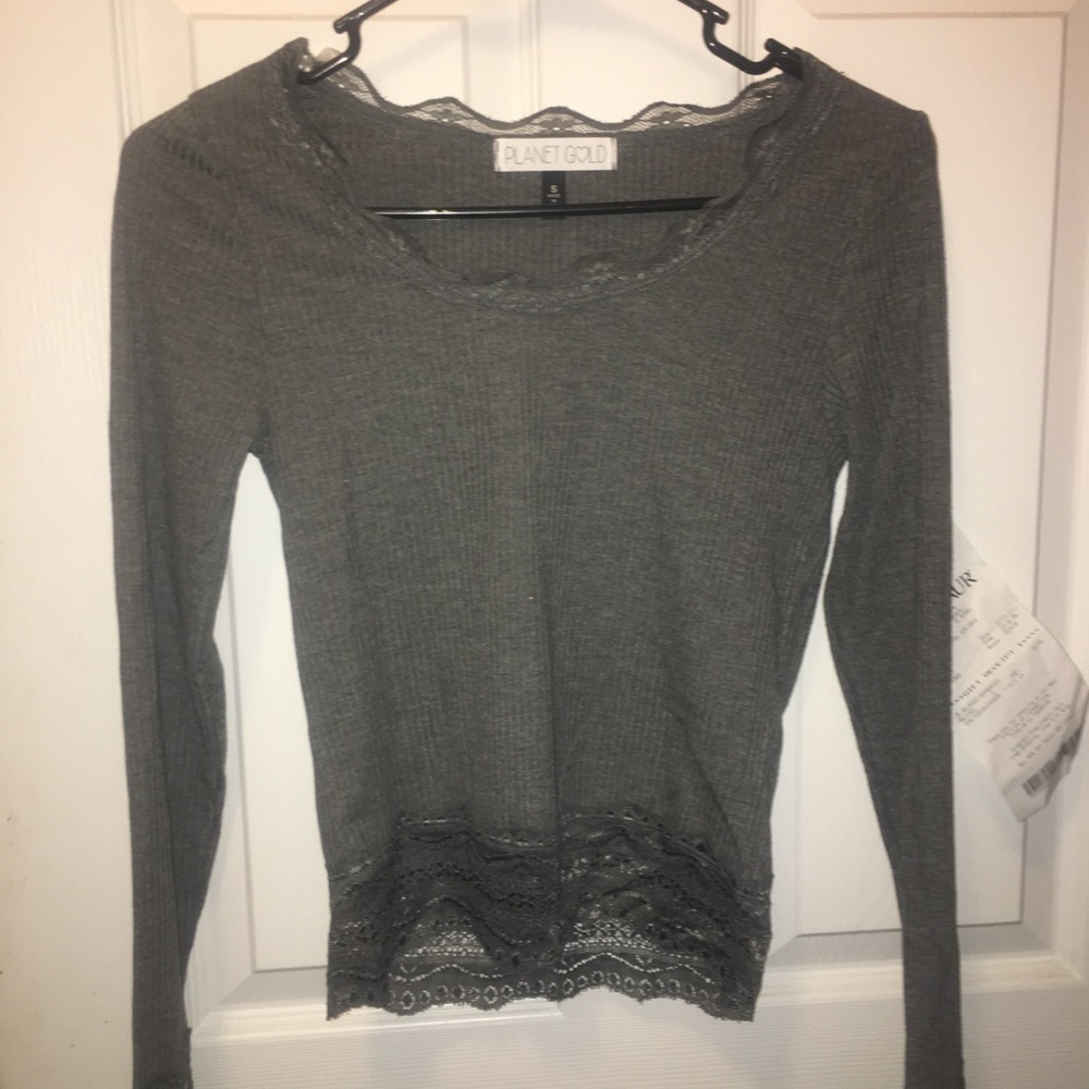 Grey Von Maur Blouse- never worn tags intact